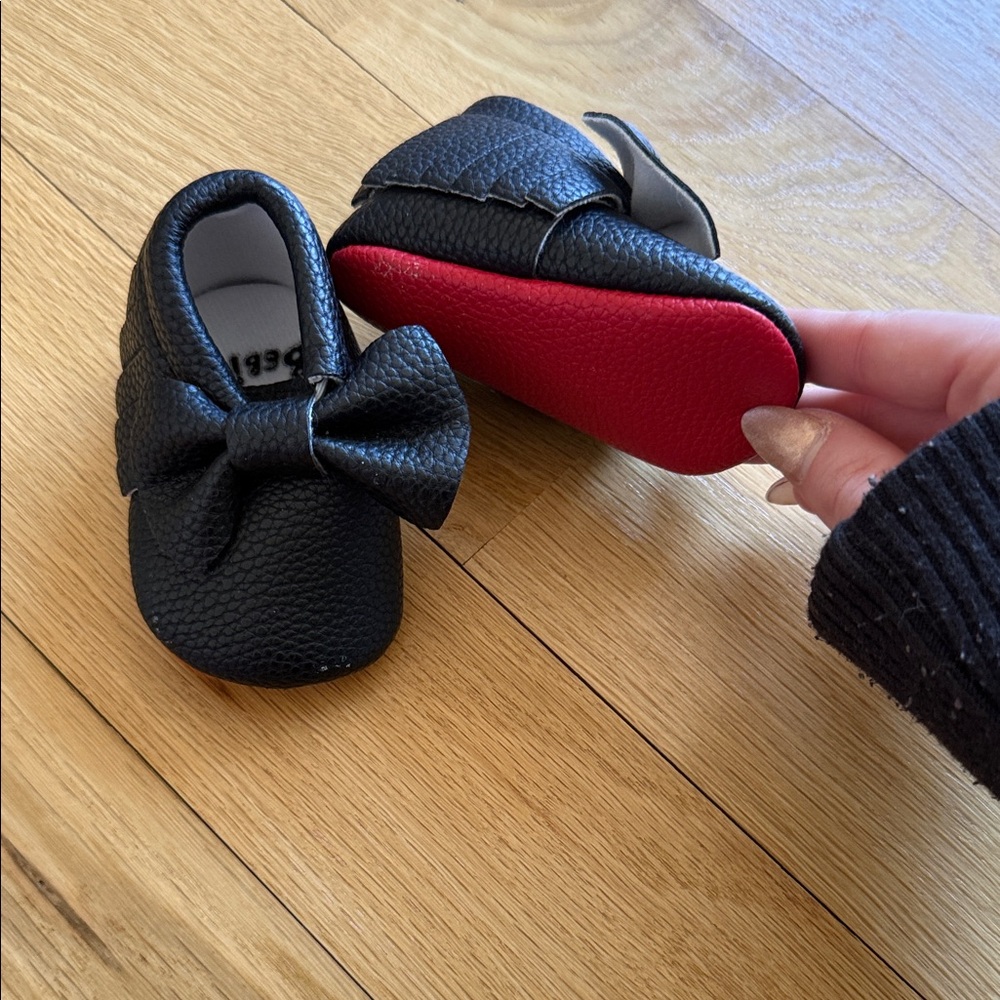 Chic Black and Red Moccasins for Kids